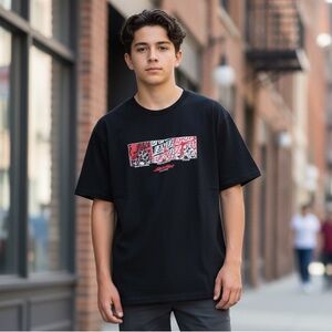 Black Graphic Logo Tee for Boys - Santa Cruz Large